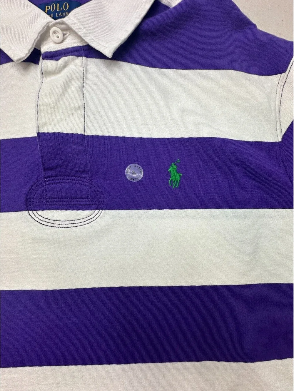Polo Ralph Lauren The Iconic Rugby Shirt Mens XL Purple/White Long Sleeve NWOT